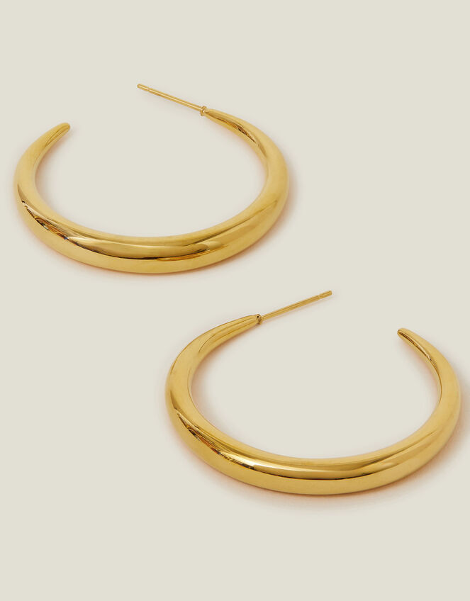 14ct Gold-Plated Stainless Steel Crescent Hoop Earrings, , large