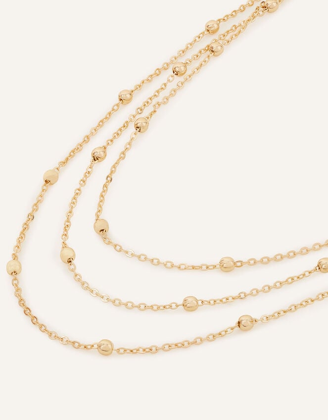 Layered Station Bead Necklace, Gold (GOLD), large