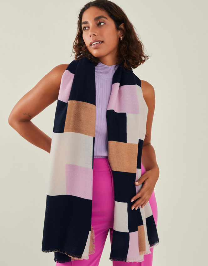 Geometric Print Scarf, , large