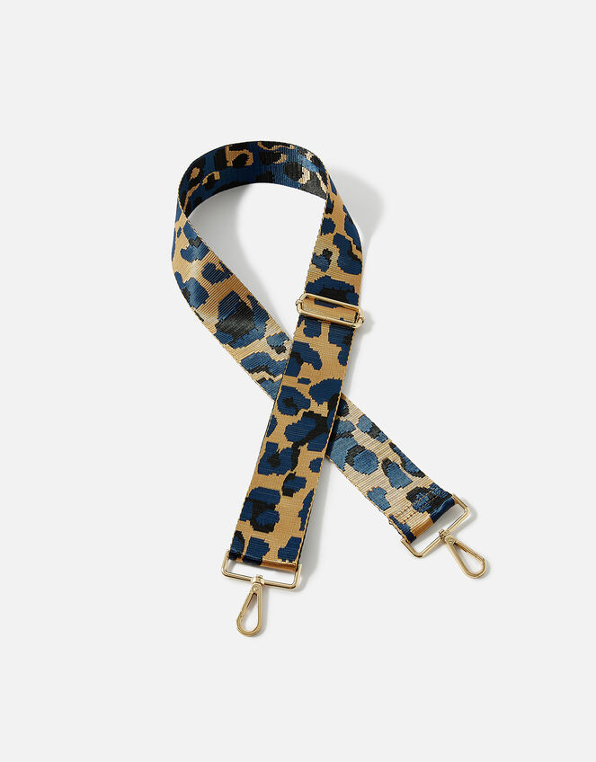 Oversized Leopard Bag Strap, Blue (NAVY), large