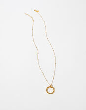 Gold-Plated Rope Circle Pendant Necklace, , large