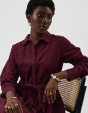 Belted Corduroy Maxi Dress, Red (BURGUNDY), large