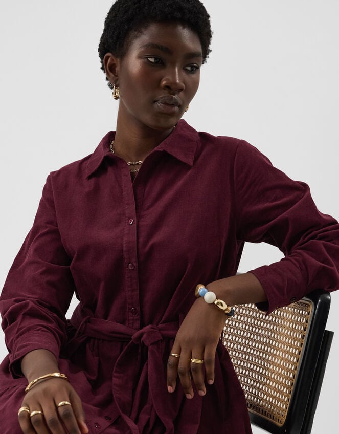Belted Corduroy Maxi Dress, Red (BURGUNDY), large