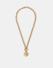 Stainless Steel Sun Coin Pendant Necklace, , large