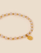 14ct Gold-Plated Rose Quartz Beaded Bracelet, , large