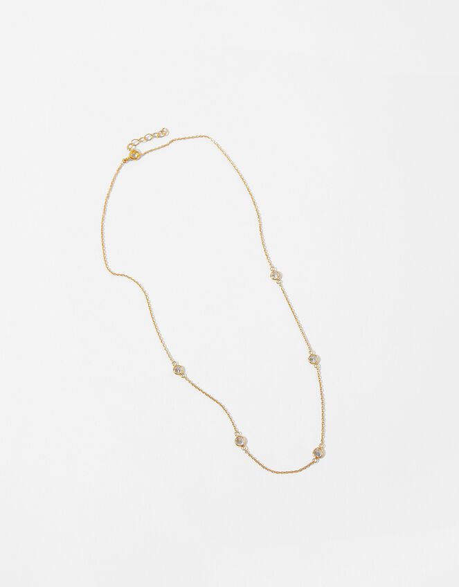 Gold-Plated Sparkle Station Collar Necklace, , large
