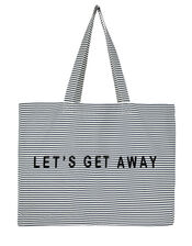 Let’s Get Away Slogan Stripe Shopper Bag, , large
