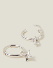 Sterling Silver Star Drop Hoops, , large