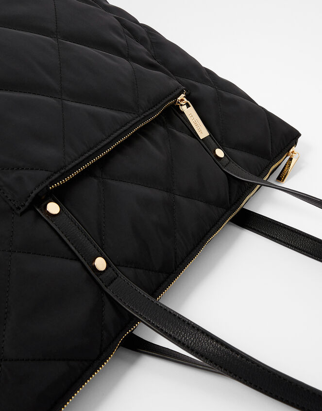 Tilly Quilted Tote Bag, Black (BLACK), large