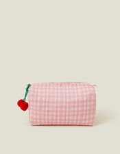 Gingham Cherry Wash Bag, , large