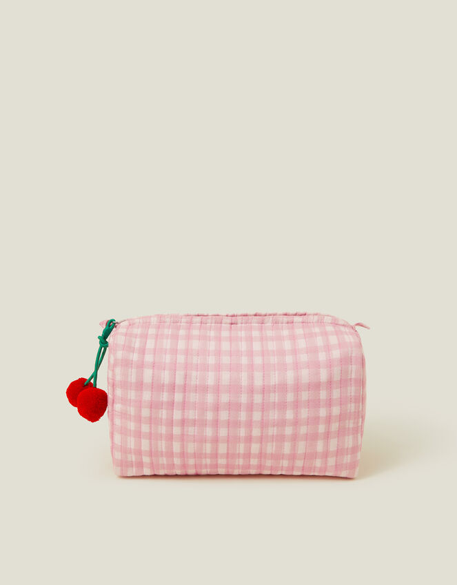 Gingham Cherry Wash Bag, , large