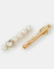 2-Pack Girls Heart Pearl Hair Slides, , large