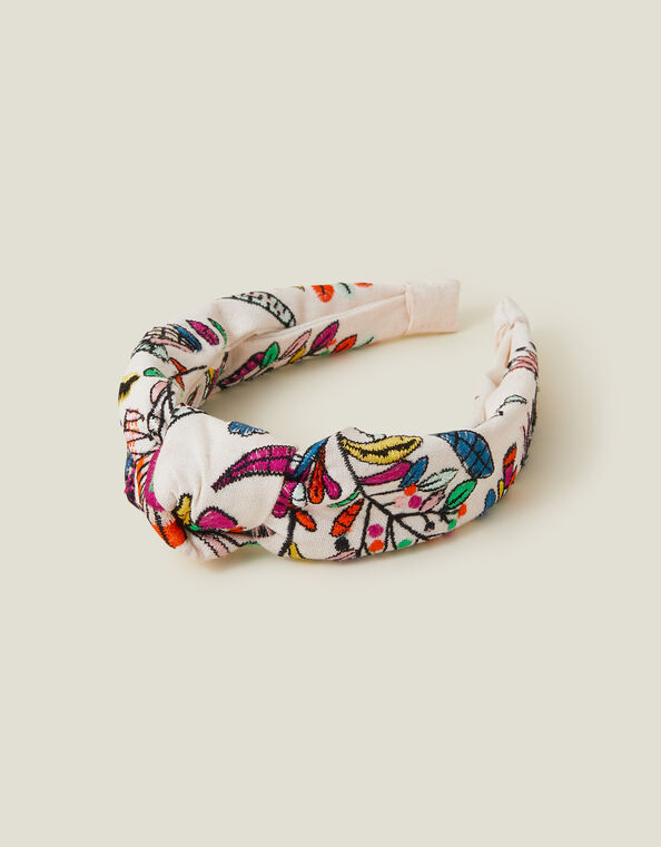 Embroidered Tropical Knot Headband, , large