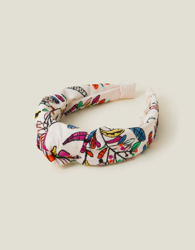 Embroidered Tropical Knot Headband, , large