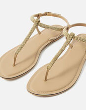 Beaded Sandals, Gold (GOLD), large