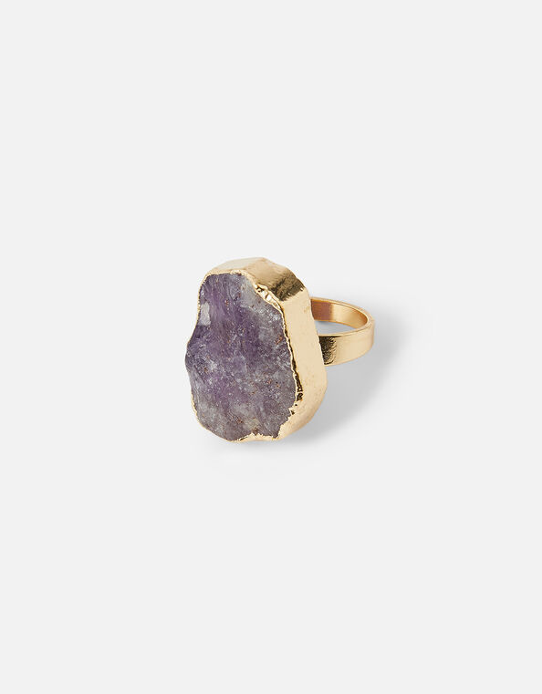 Raw Cut Stone Statement Ring Purple, Purple (PURPLE), large
