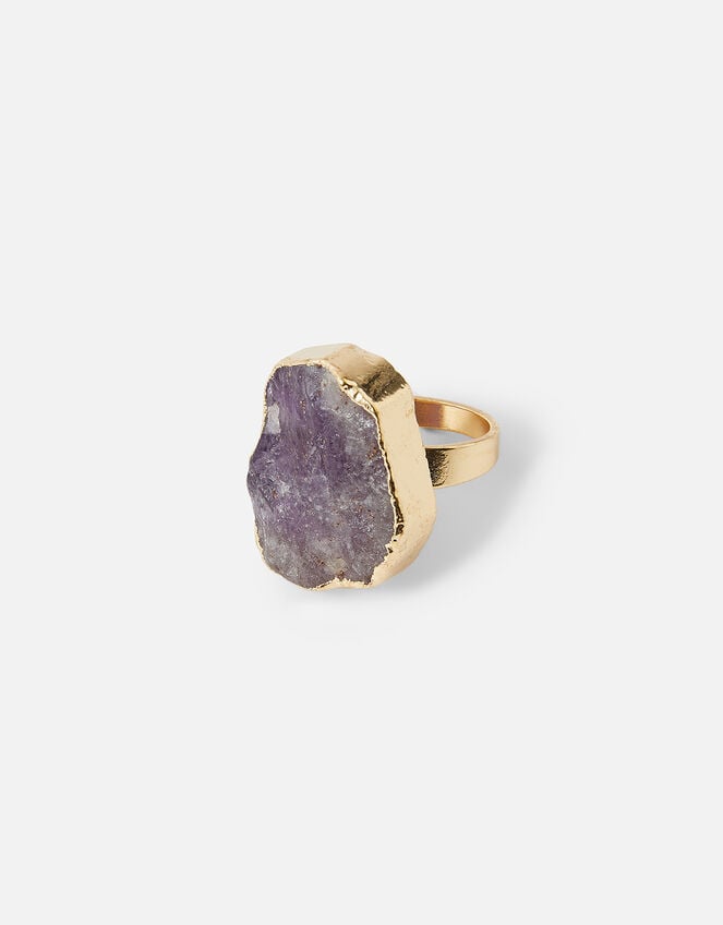 Raw Cut Stone Statement Ring, Purple (PURPLE), large