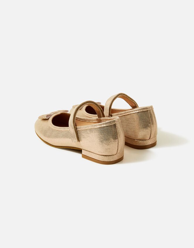 Girls Bow Mini Heels, Gold (GOLD), large