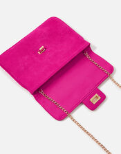 Suedette Flat Fold Clutch Bag, Pink (FUCHSIA), large
