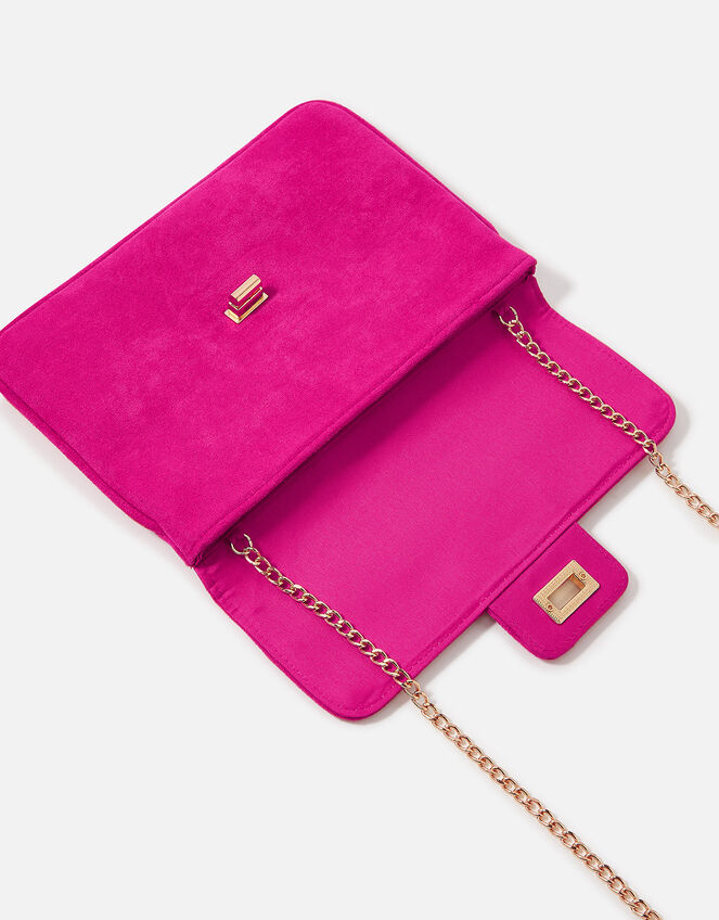 Suedette Flat Fold Clutch Bag, Pink (FUCHSIA), large