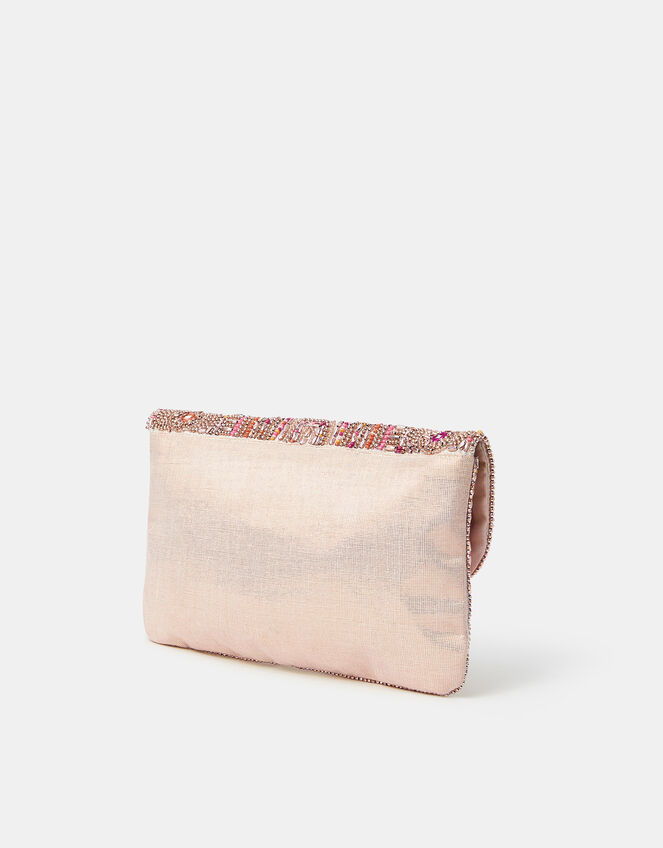 Bead Mirror Embellished Clutch Bag, , large