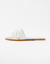 Sophie Strappy Leather Sliders, White (WHITE), large