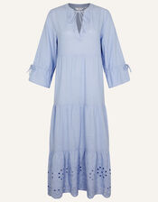 Broderie Hem Dress, Blue (LIGHT BLUE), large