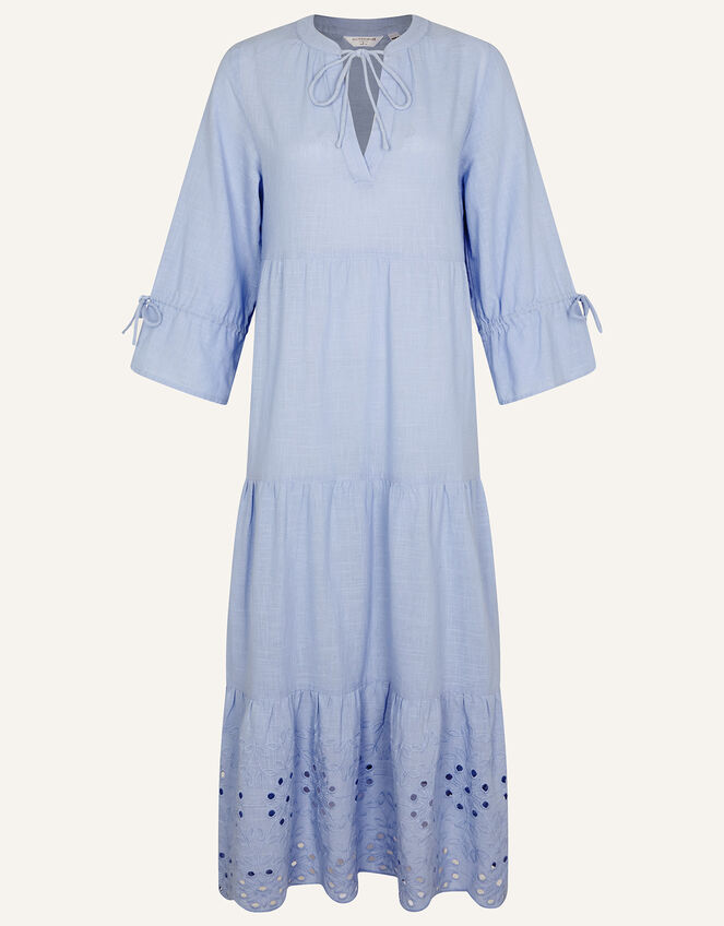 Broderie Hem Dress, Blue (LIGHT BLUE), large