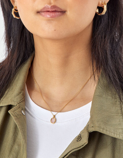 Gold-Plated Healing Stone Rose Quartz Necklace