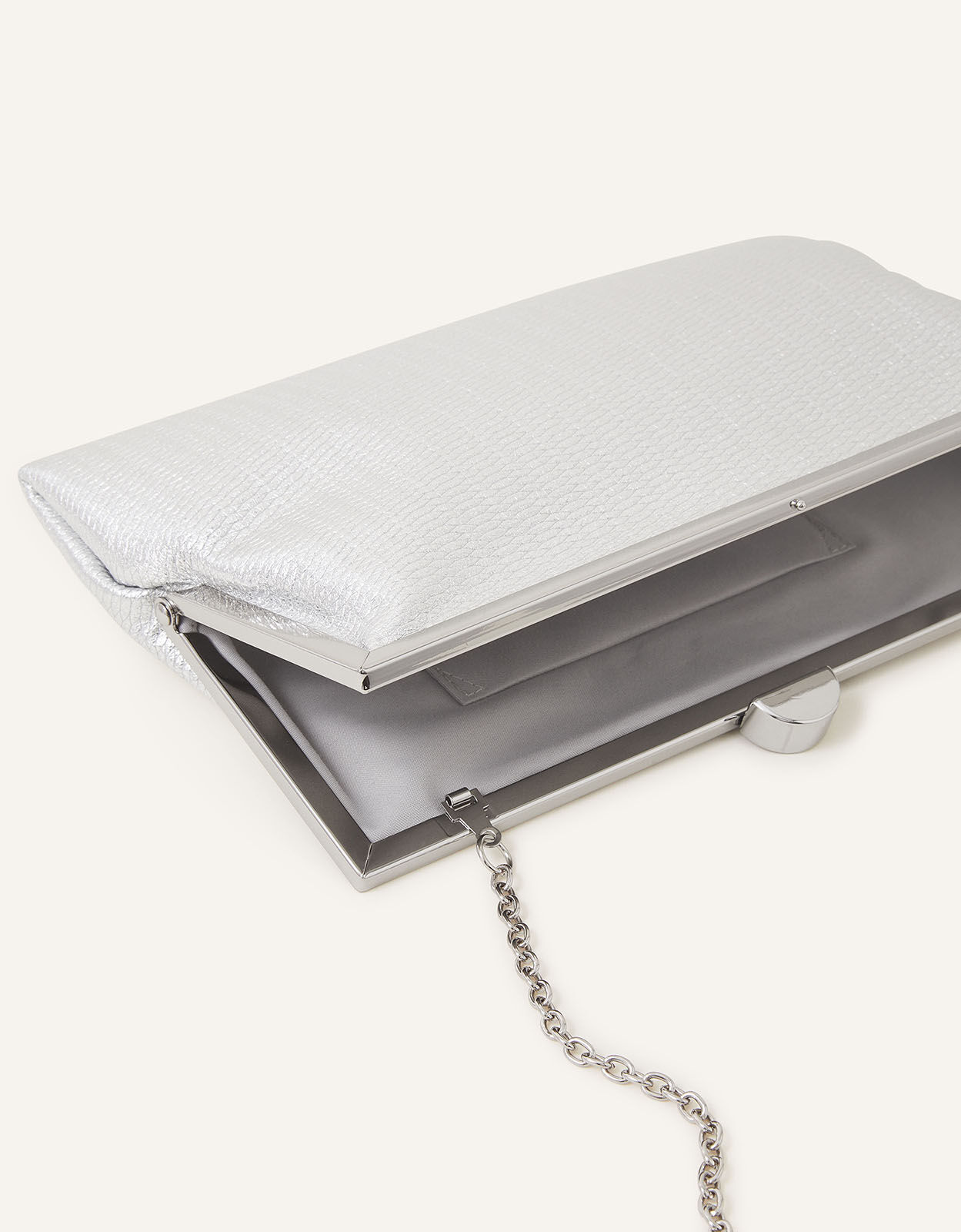 Silver chain cheap clutch bag