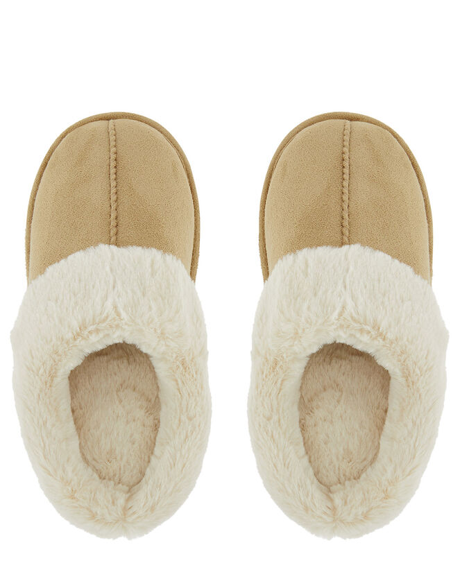 Suedette Mule Slippers, Tan (TAN), large