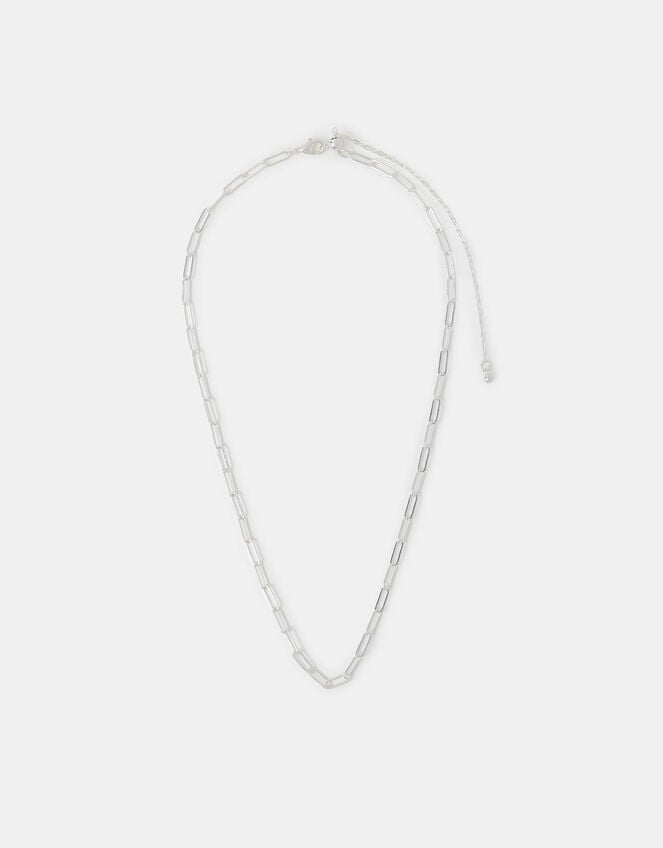 Sterling Silver-Plated Paperclip Chain Necklace, , large