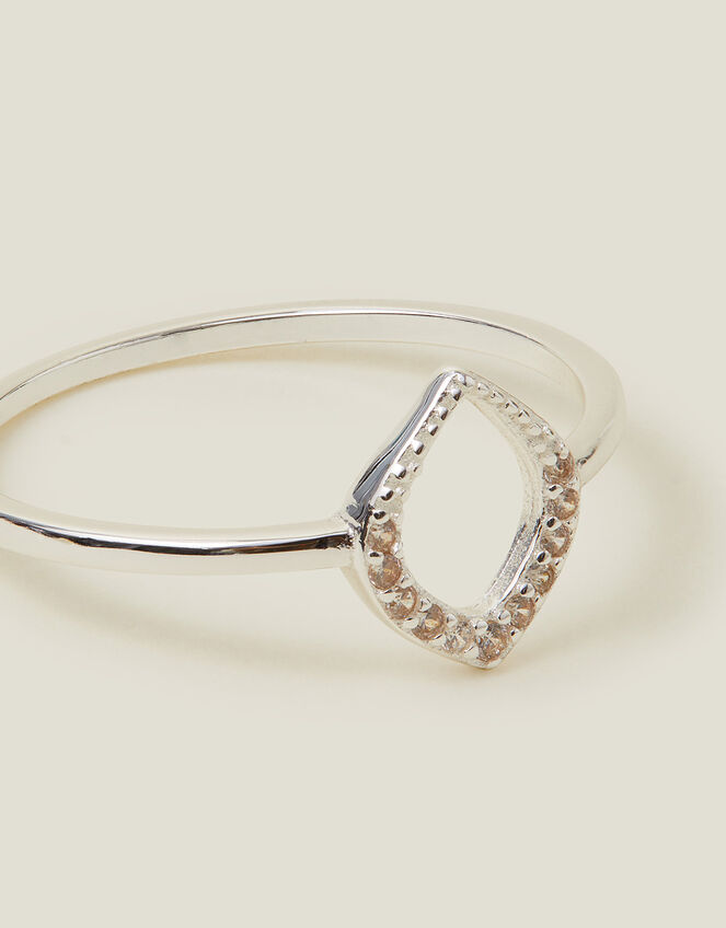 Sterling Silver-Plated Teardrop Ring, Silver (ST SILVER), large