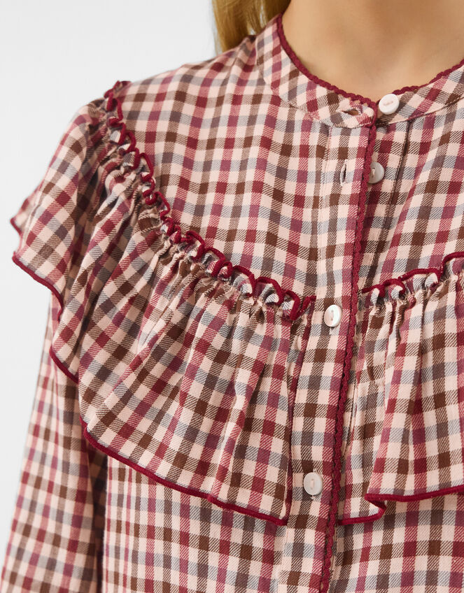 Ruffle Check Blouse, Multi (MULTI), large