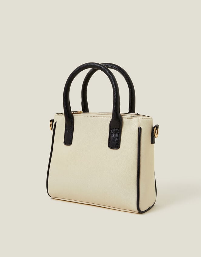 Two-Tone Faux Leather Handbag, , large