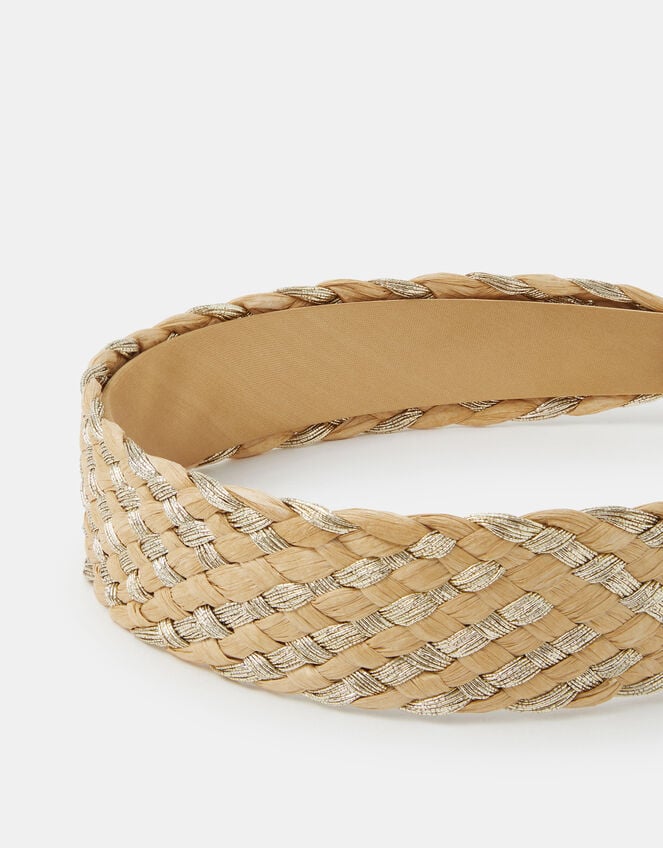 Woven Raffia Headband, , large