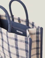 Woven Check Print Shopper Bag, , large