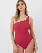 One-Shoulder Shaping Swimsuit, Pink (ROSE), large