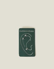 3-Pack Platinum-Plated Surgical Steel Crystal Flatback Stud Earrings, , large