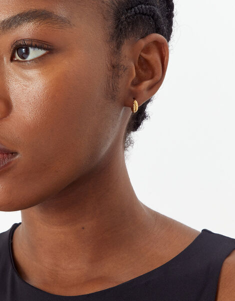 14ct Gold-Plated Hoop Earrings Set of Two, , large