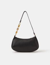 Resin Chain Strap Shoulder Bag, Black (BLACK), large