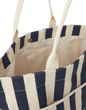 Woven Striped Tote Bag, Blue (NAVY), large