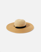 Two-Tone Straw Floppy Hat, , large