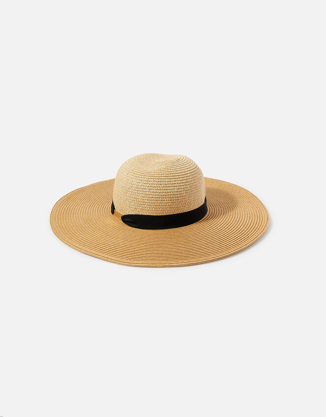 Two-Tone Straw Floppy Hat, , large