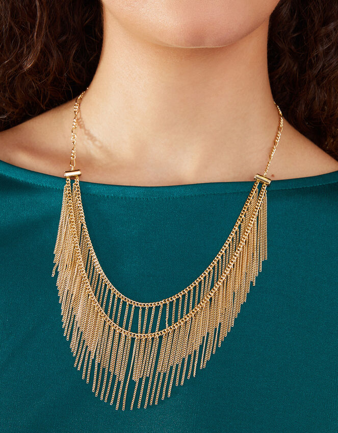 Fine Tassel Layered Necklace, , large
