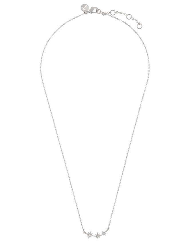 Platinum-Plated Crystal Star Necklace, , large