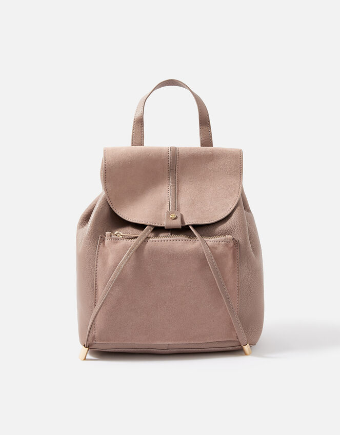 Maggie Leather Backpack , Nude (NUDE), large