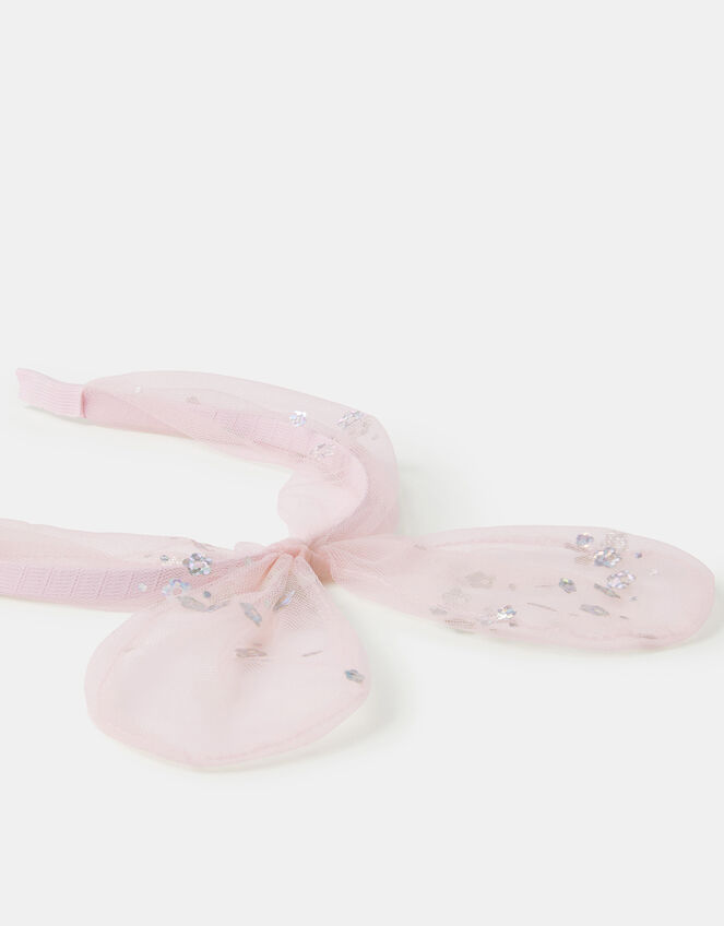Girls Flower Mesh Bow Headband, , large