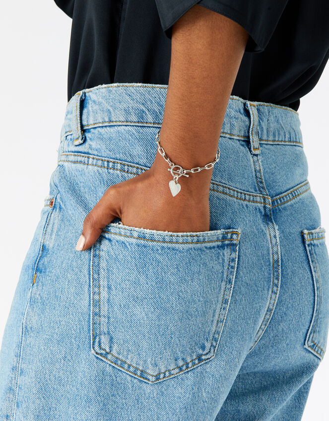 Platinum-Plated Heart Chunky Bracelet, , large