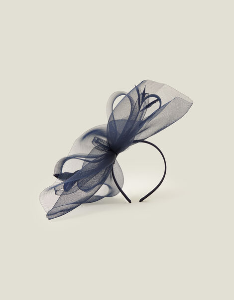 Large Crin Fascinator, Blue (NAVY), large